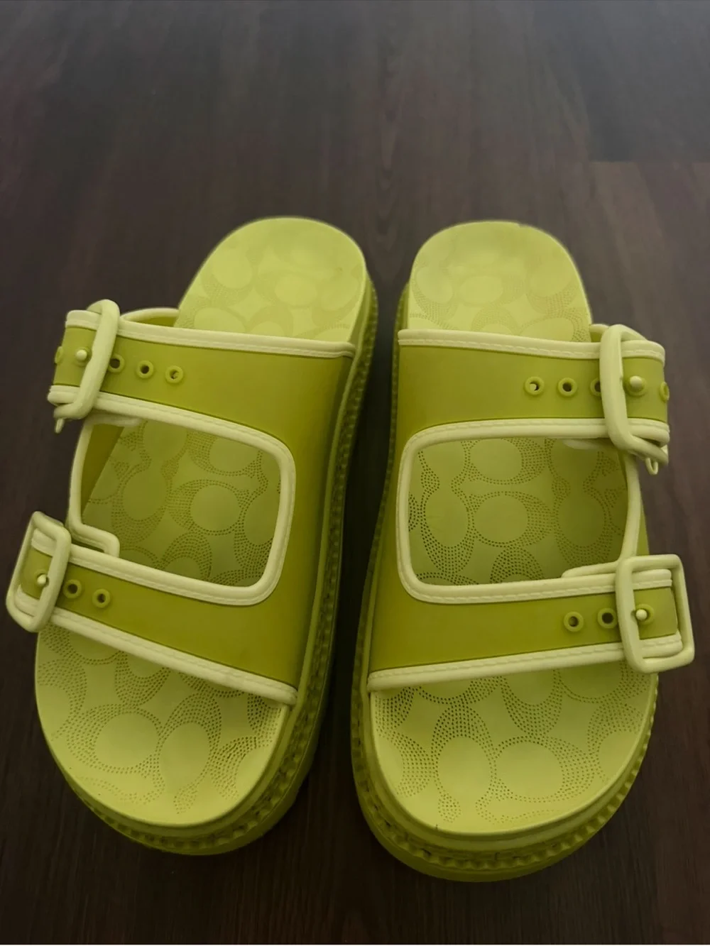 COACH KEY LIME PLATFORM SANDALS